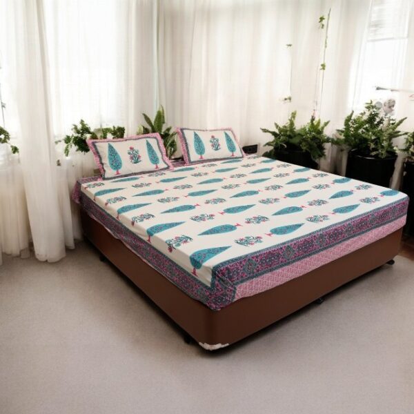 Jaipuri Handblock Print 100% Cotton Bedsheet