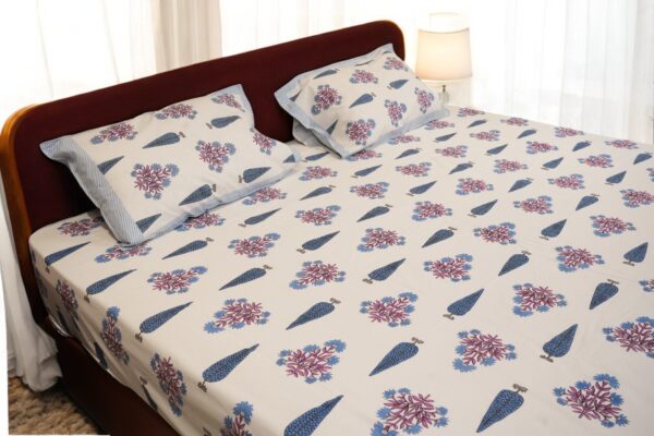 Leafy Elegance– Handblock Leafy Print Cotton Bedsheet