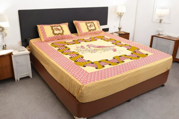 Vintage Bird Print Cotton Bedsheet