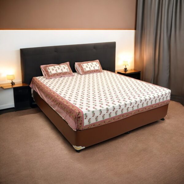 Floral Elegance Cotton Handblock Bedsheet