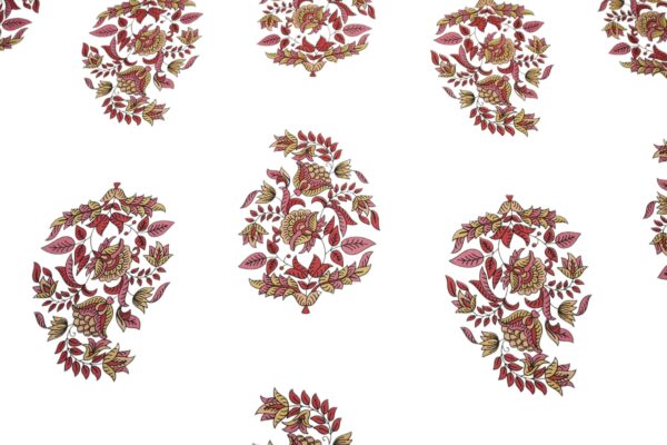 Pink Floral Block Print Cotton Bedsheet