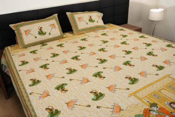 Rajasthani Folk Art Cotton Bedsheet