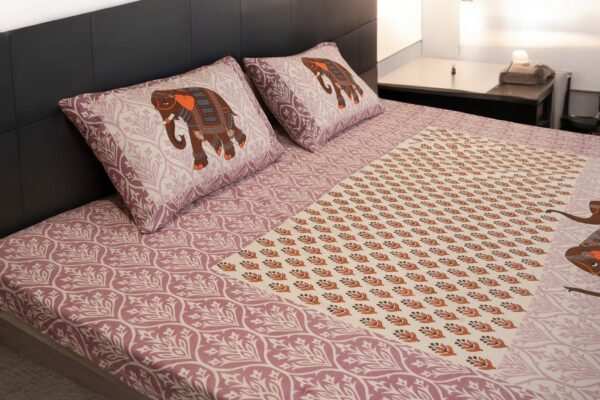 Majestic Elephant Print Cotton Bedsheet